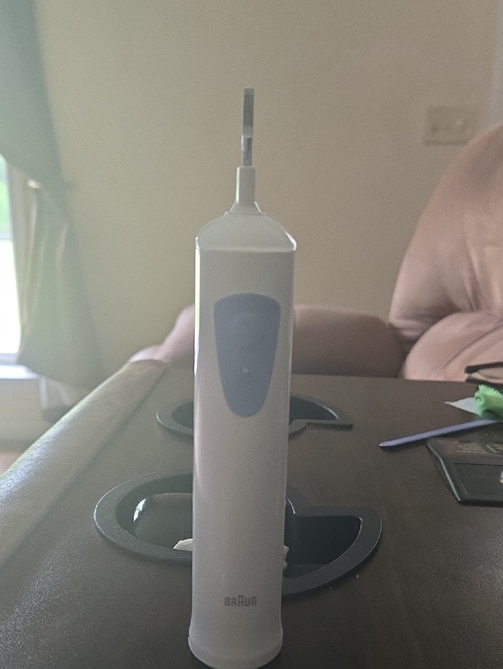 White & Light Blue Electric Toothbrush - Plaque Remover